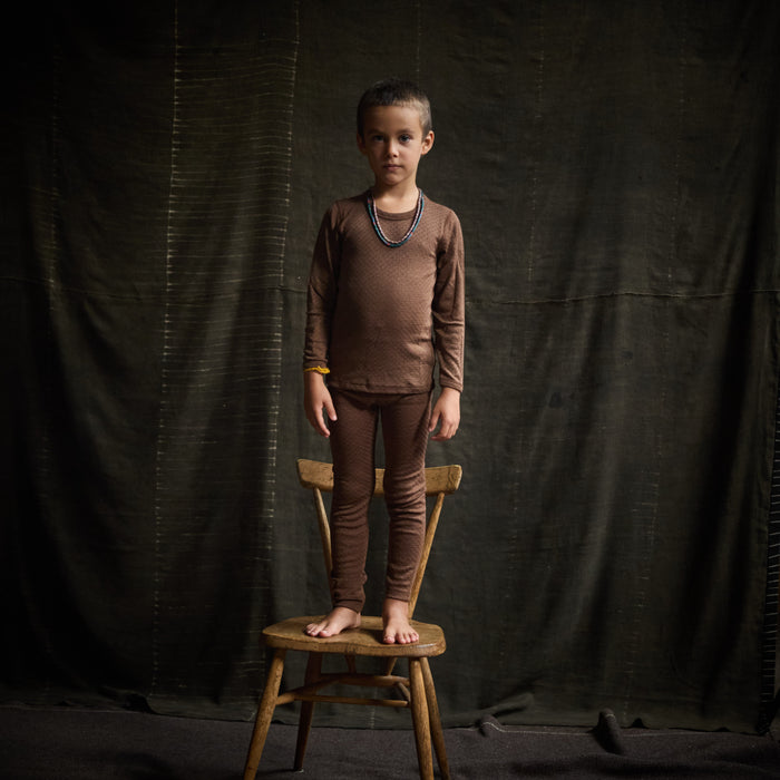 Lark Baby & Kids Top - Wool/Silk Pointelle - Pecan