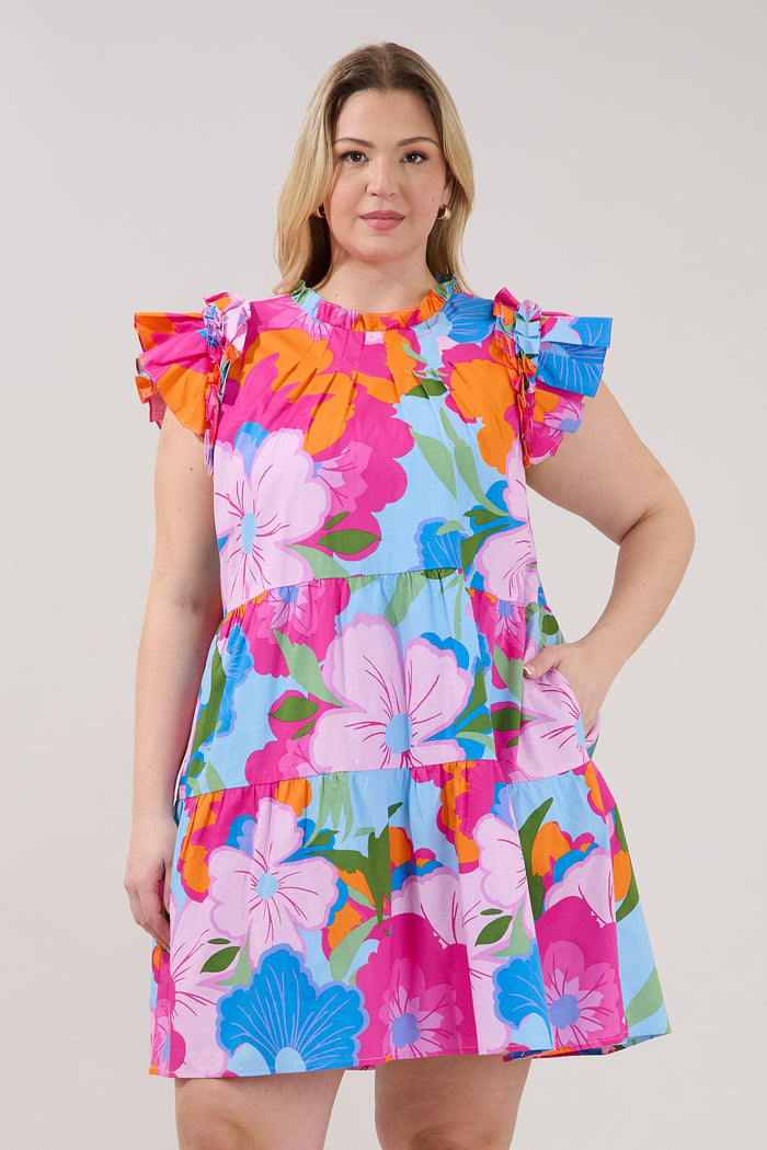Lauren Shift Mini Dress Zaira Floral Curve