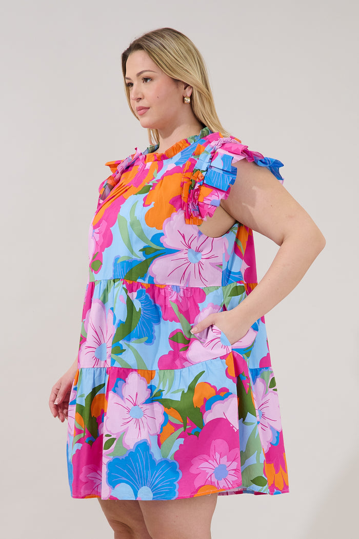 Lauren Shift Mini Dress Zaira Floral Curve