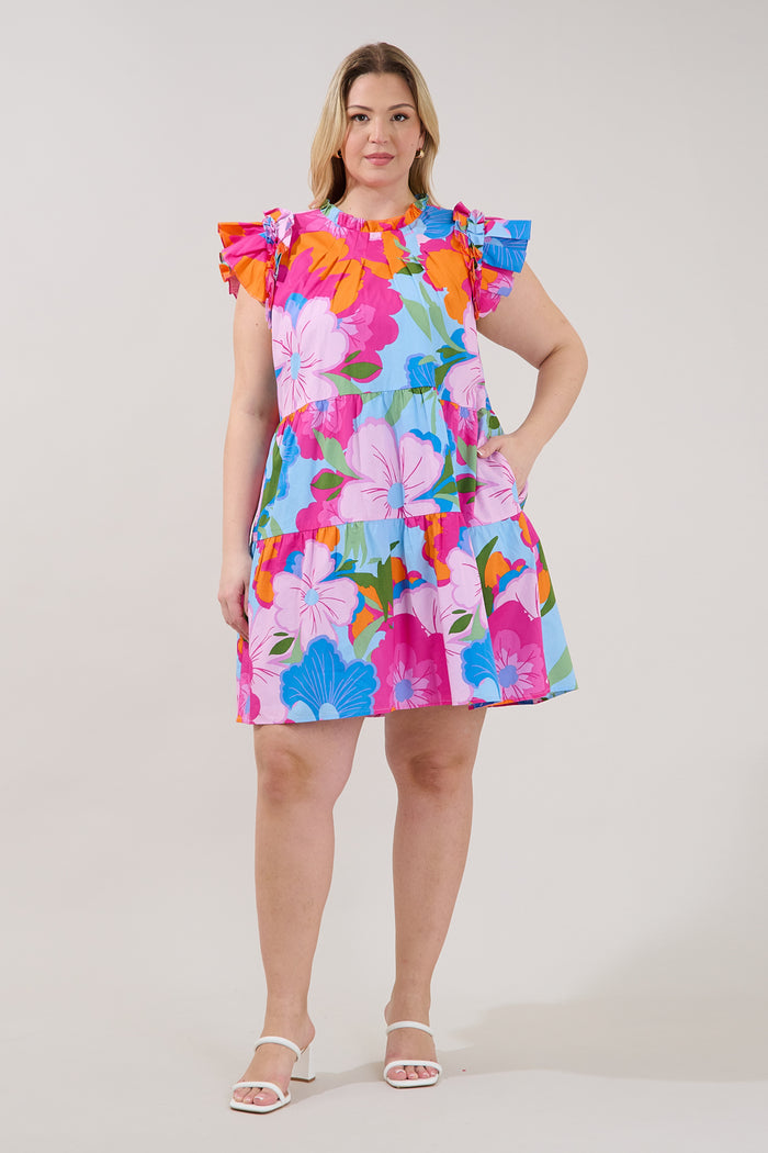 Lauren Shift Mini Dress Zaira Floral Curve