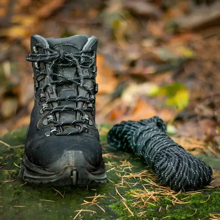 Lifesystems reflective paracord used as replacement walking boot straps