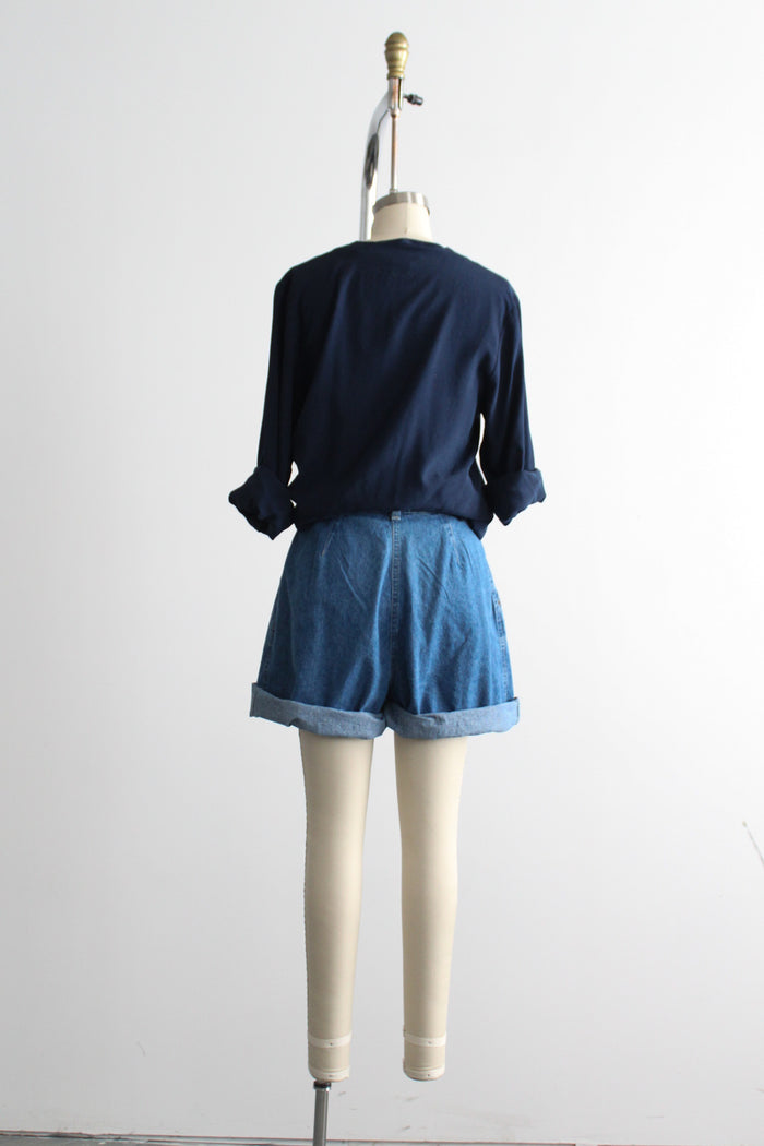 longline denim shorts