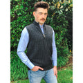 Lothlorian - Merino & Possum Men's Rib Zip Vest (9823)Charcoal