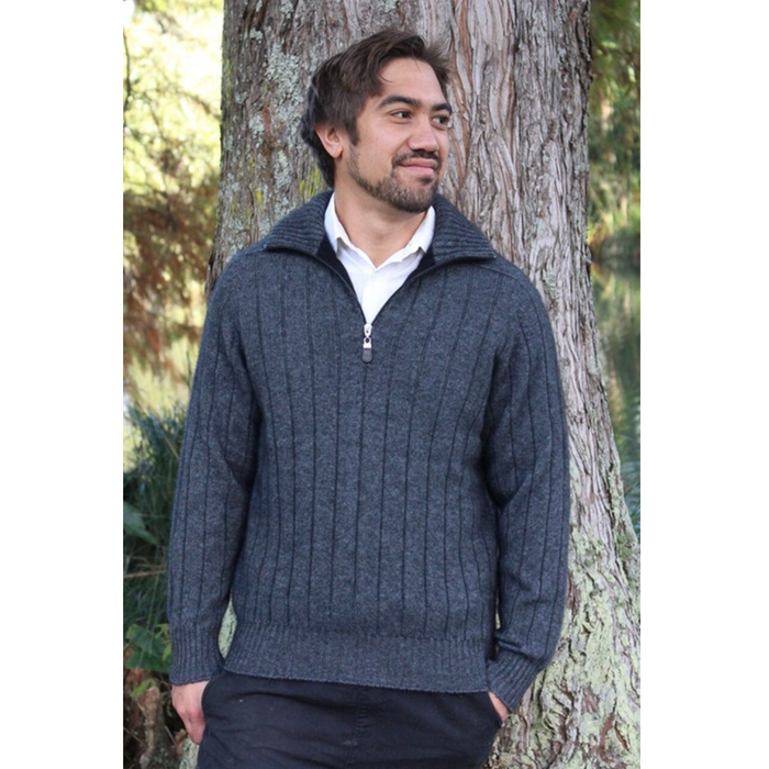 Lothlorian - Zip Collared Sweater (9808)Charcoal