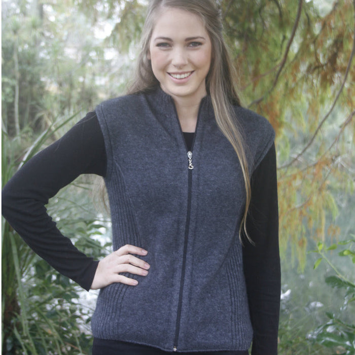 Zip Vest in colour Charcoal