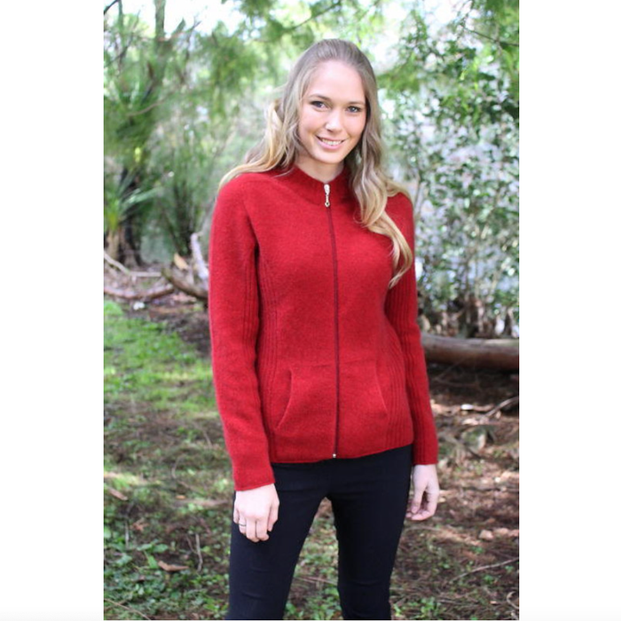 Red colour jacket front view