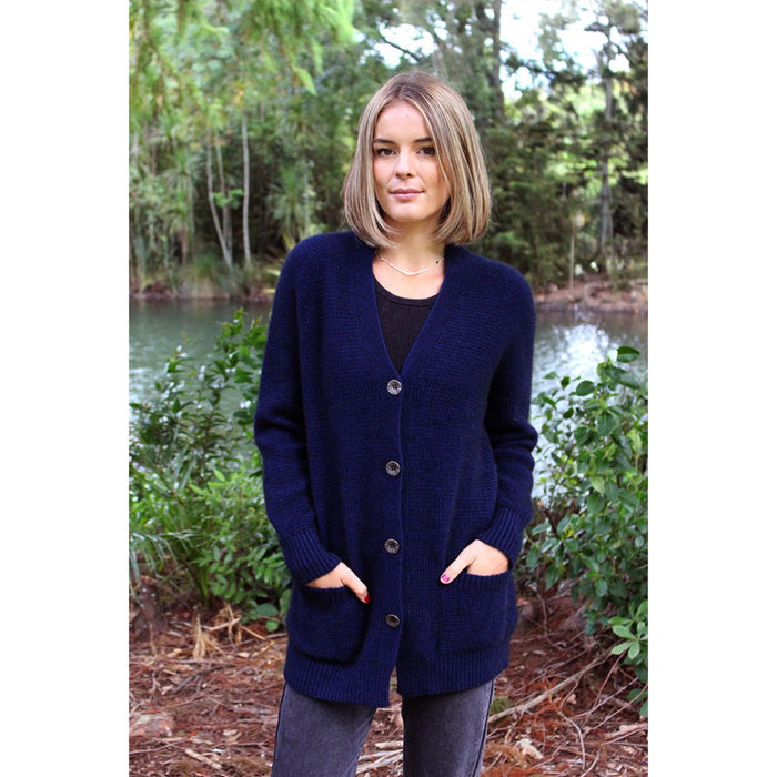 Lothlorian Merino - Possum Boyfriend Cardigan Midnight