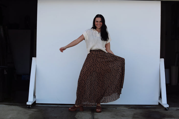 Louis Leopard Pleated Skirt
