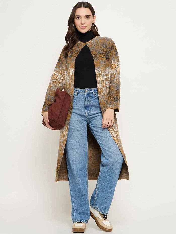 Madame Abstract Print Multicolor Long Shrug