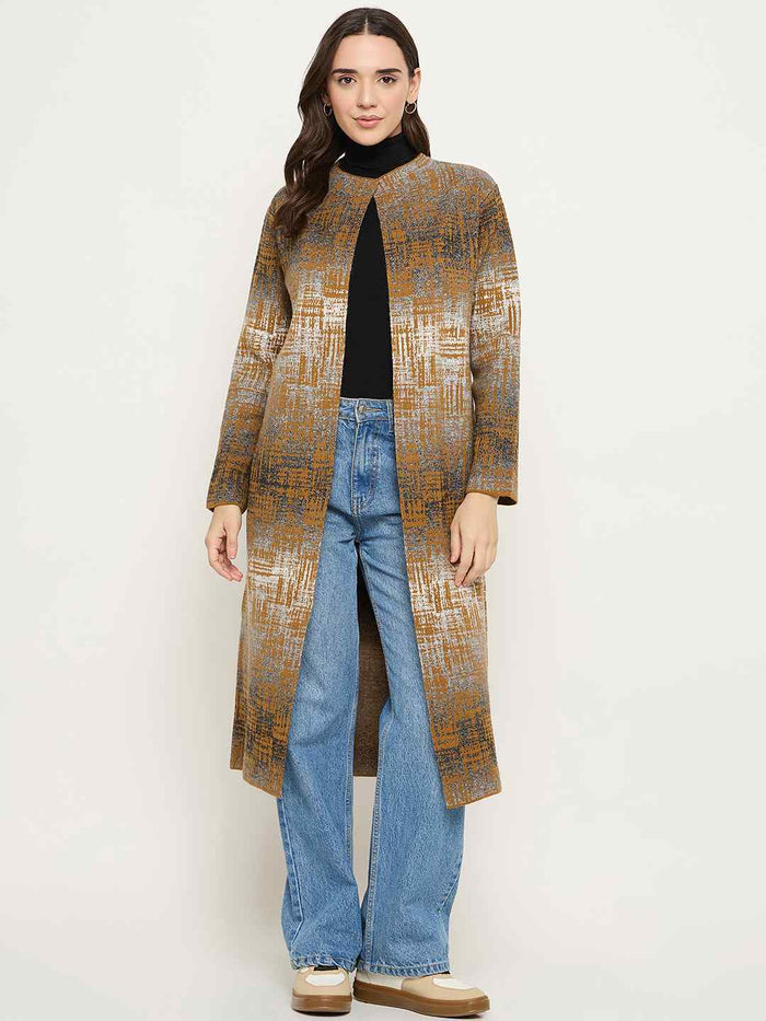 Madame Abstract Print Multicolor Long Shrug