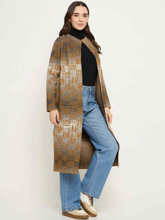 Madame Abstract Print Multicolor Long Shrug