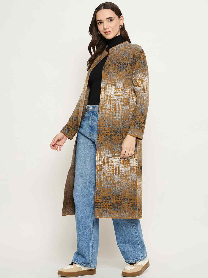 Madame Abstract Print Multicolor Long Shrug