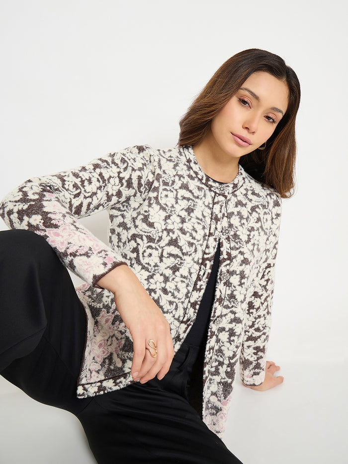 Madame Animal Print Brown Cardigan