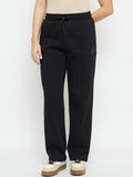 Madame Black Cotton Blend Track Bottoms
