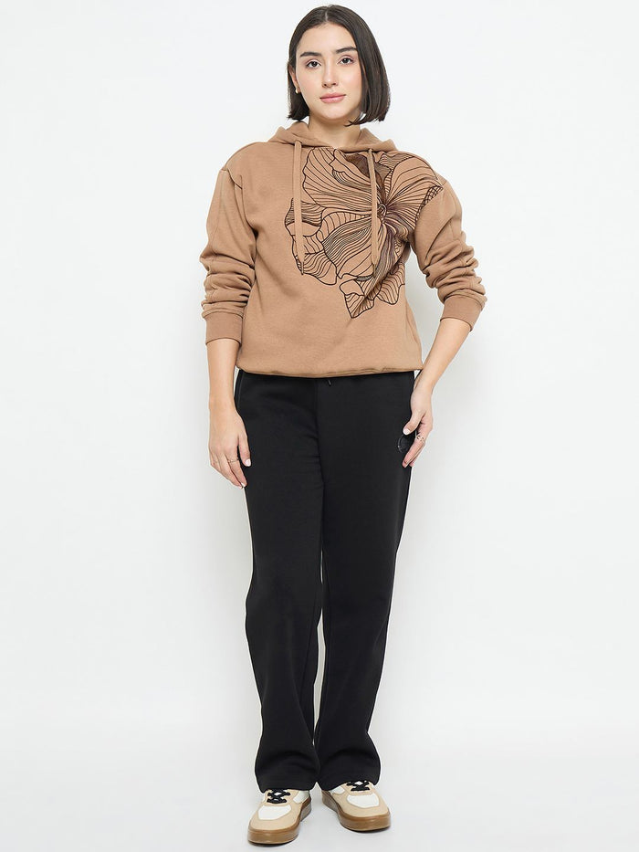 Madame Black Cotton Blend Track Bottoms