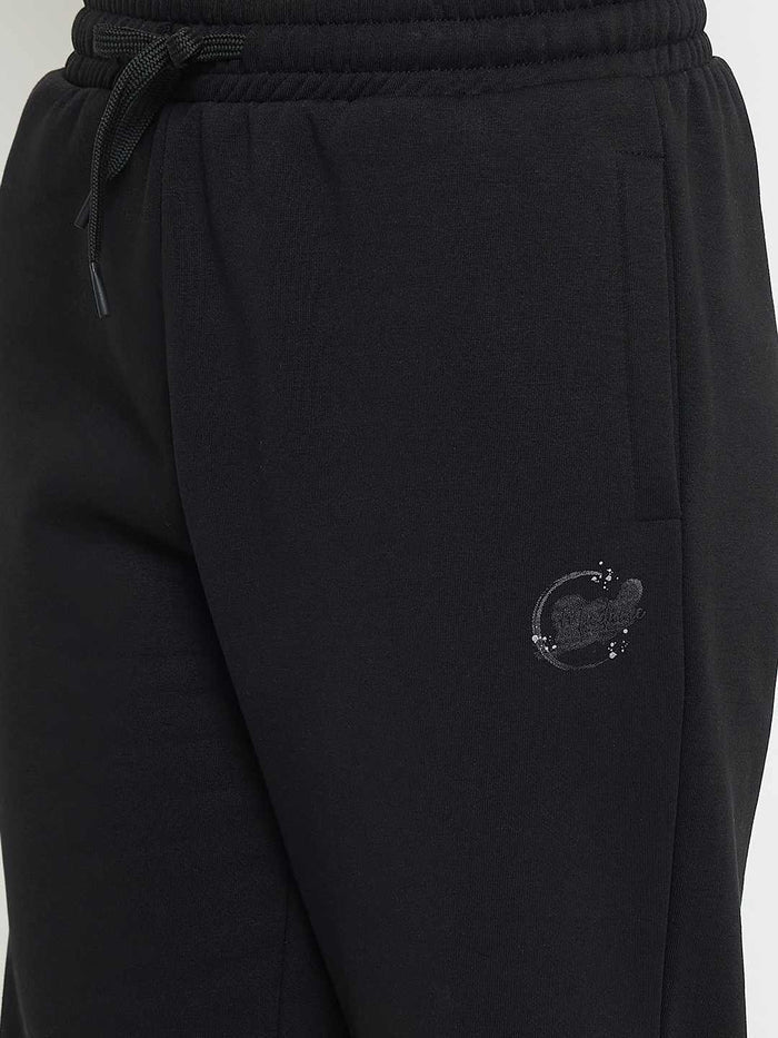 Madame Black Cotton Blend Track Bottoms