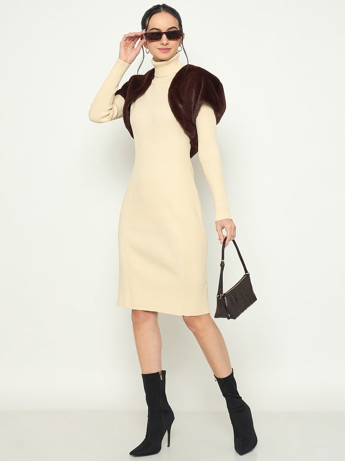 Madame Brown Cropped Faux Fur Shrug