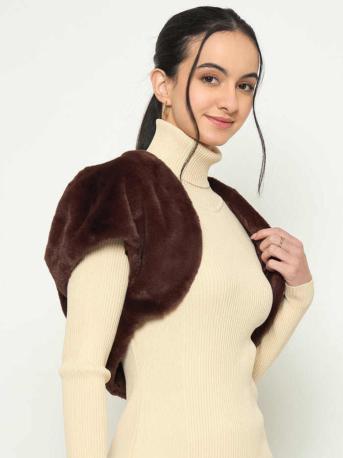 Madame Brown Cropped Faux Fur Shrug