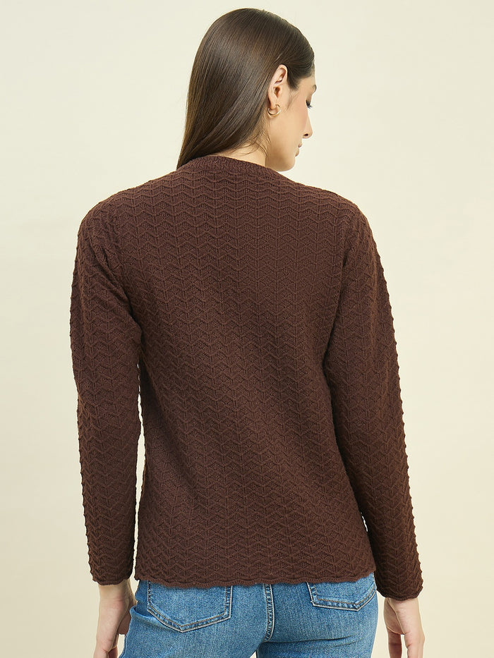 Madame Brown Rayon Blend V-Neck Cardigan