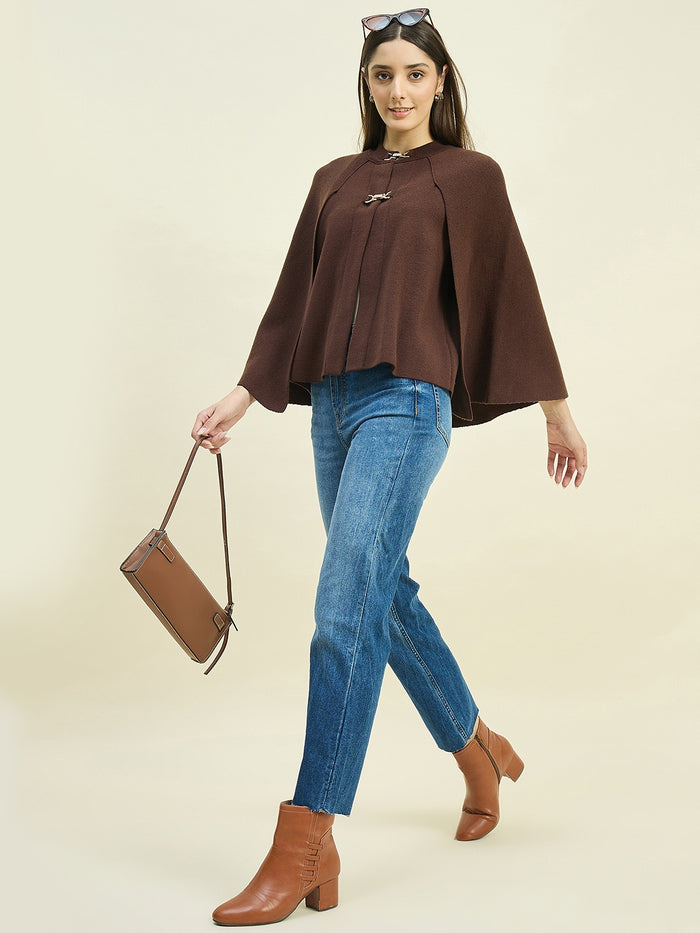 Madame Brown Shrug with Flared Sleeves