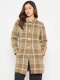 Madame Checkered Long Cardigan with Buttons