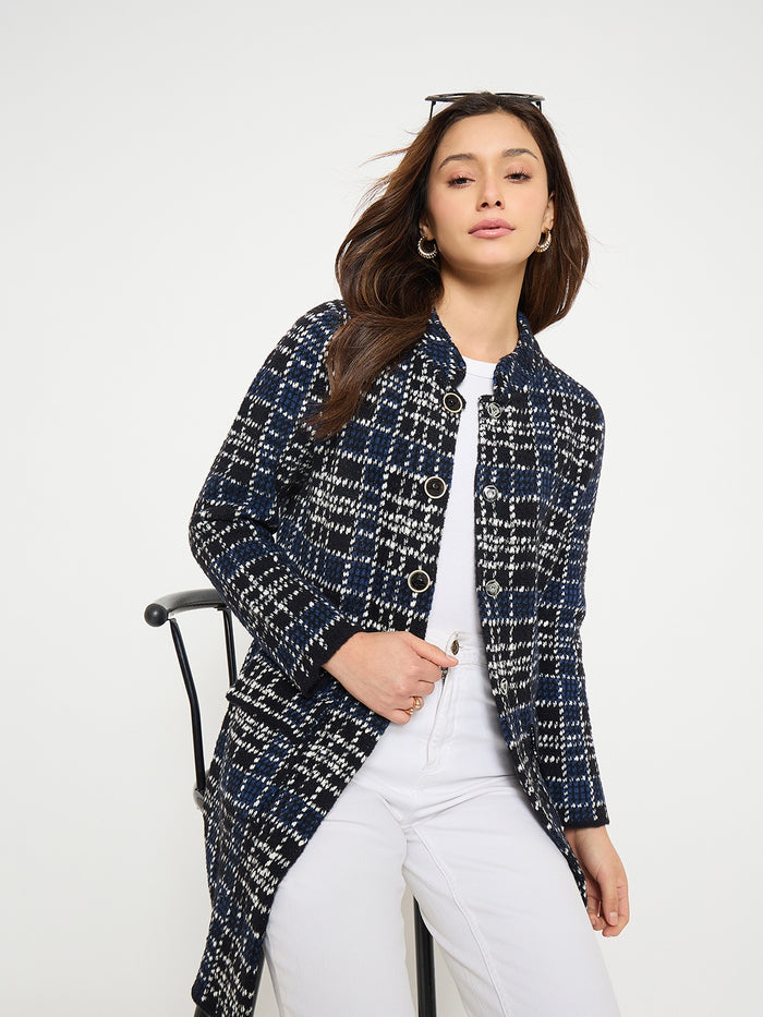 Madame Checkered Long Cardigan