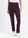 Madame Dark Purple Cotton Blend Track Bottoms