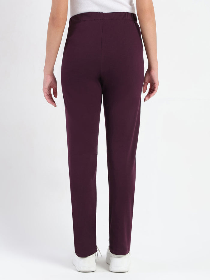 Madame Dark Purple Cotton Blend Track Bottoms