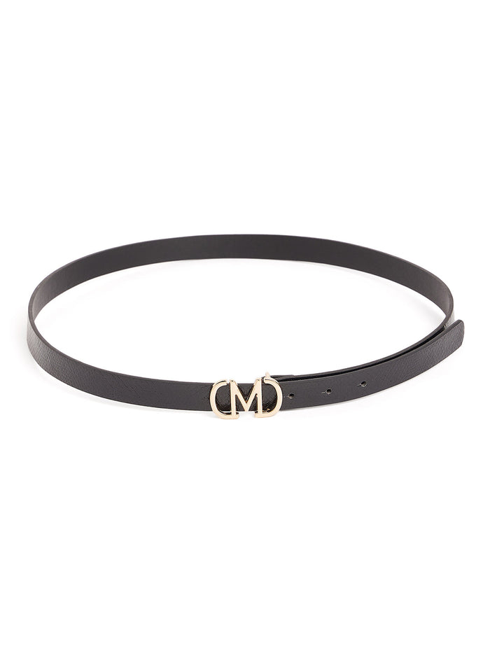 Madame Light Gold M-Shaped Buckle Black Belt
