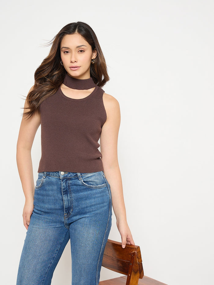 Madame Mock Neck Tank Crop Top