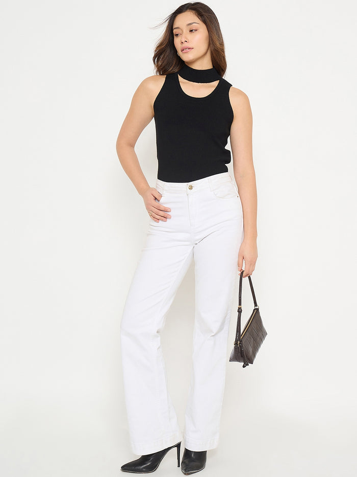 Madame mock Neck Tank Knit crop Top