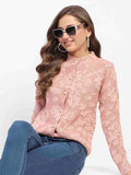 Madame Peach Printed Buttoned Cardigan