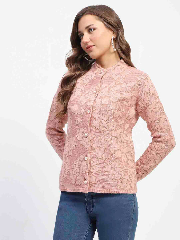 Madame Peach Printed Buttoned Cardigan