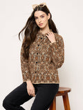 Madame Printed Brown Cardigan with Buttons