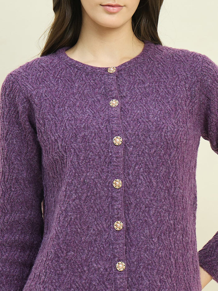 Madame Purple Cardigan with Buttons