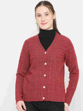 Madame Red V-Neck Cardigan with Buttons