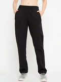 Madame Typography Print Black Straight Track Bottoms
