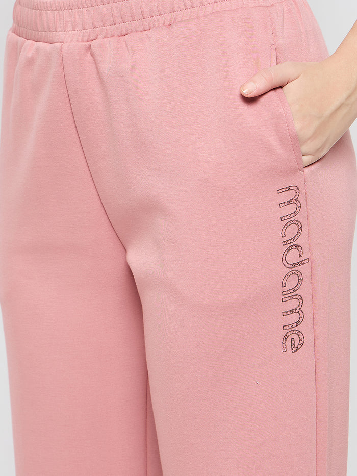 Madame Typography Print Blush Pink Track Bottoms