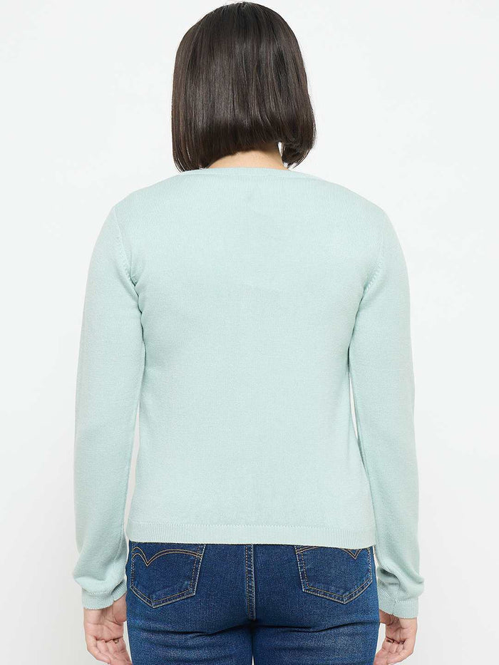 Madame V Neck Green Cardigan