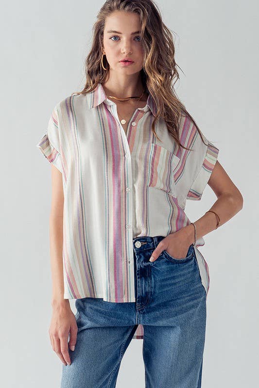 Maeve Button Down - Pink Multi - Intimate Whispers