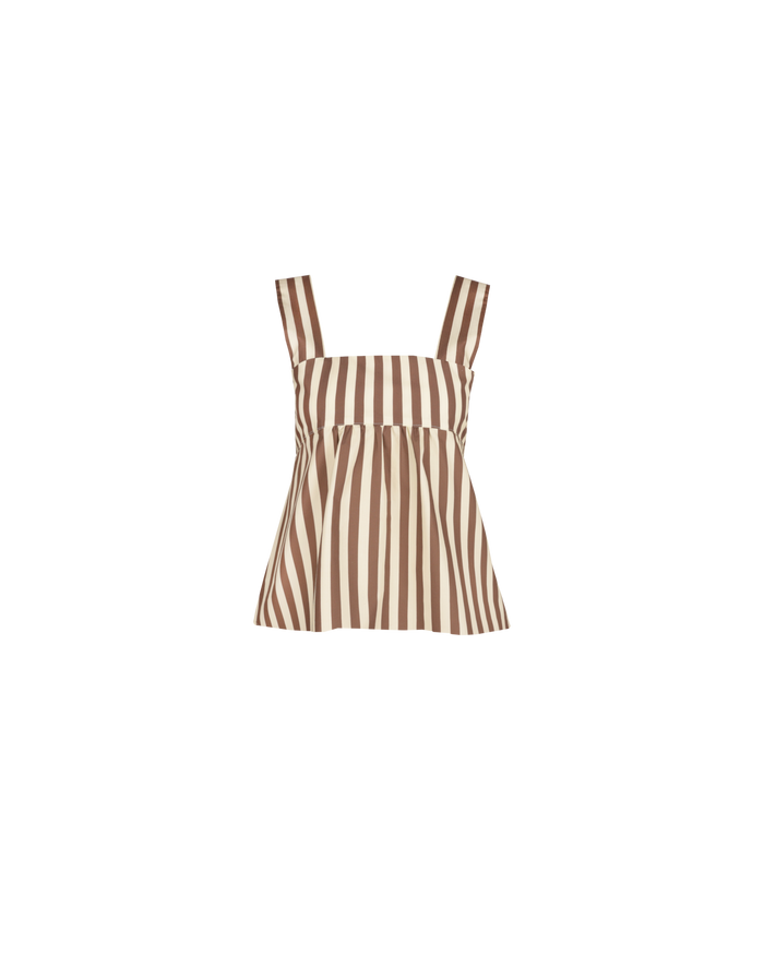 MARGIE TIE-BACK TOP BROWN BUTTER STRIPE