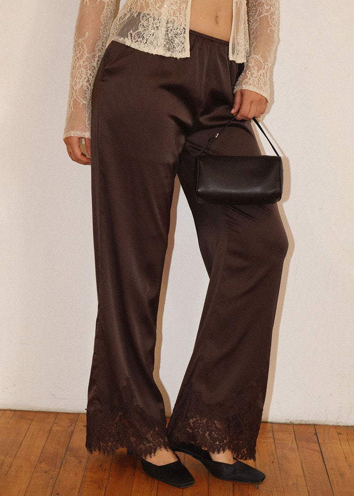 Mason Satin Pants - Brown