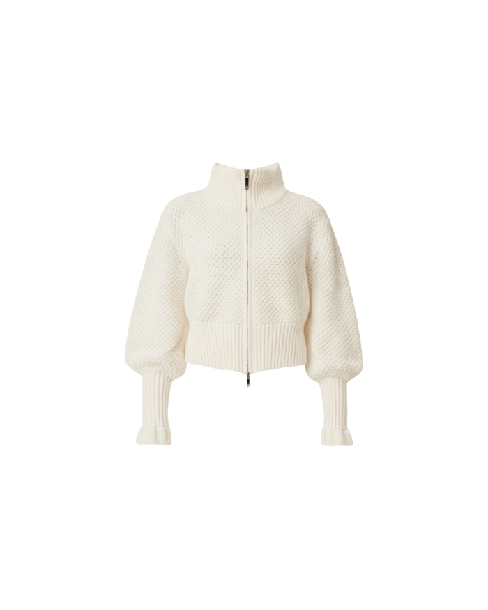 MATILDA COTTON ZIP CARDIGAN WHITE
