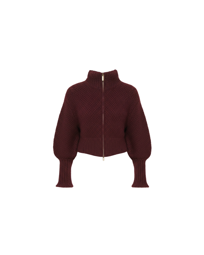 MATILDA ZIP CARDIGAN BURGUNDY