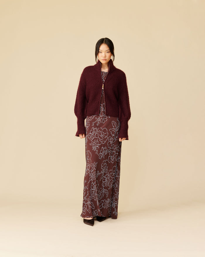 MATILDA ZIP CARDIGAN BURGUNDY