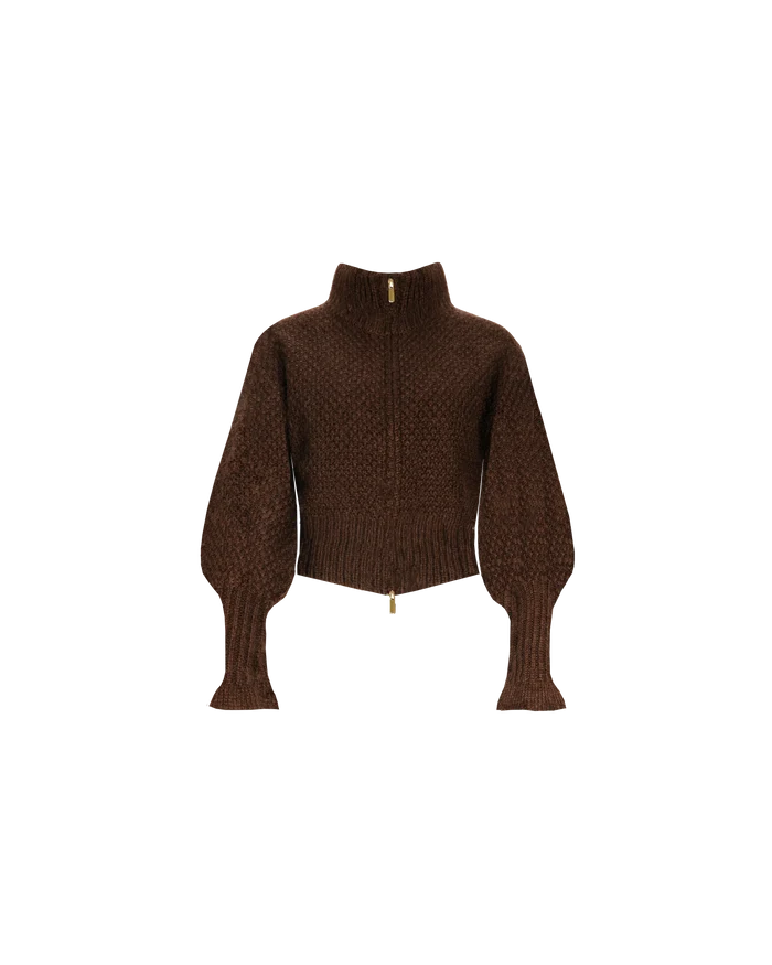 MATILDA ZIP CARDIGAN COCOA