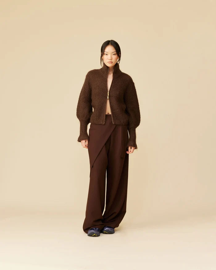 MATILDA ZIP CARDIGAN COCOA