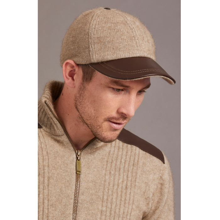 McDonald - Possum & Merino Cap with Leather Peak (607)