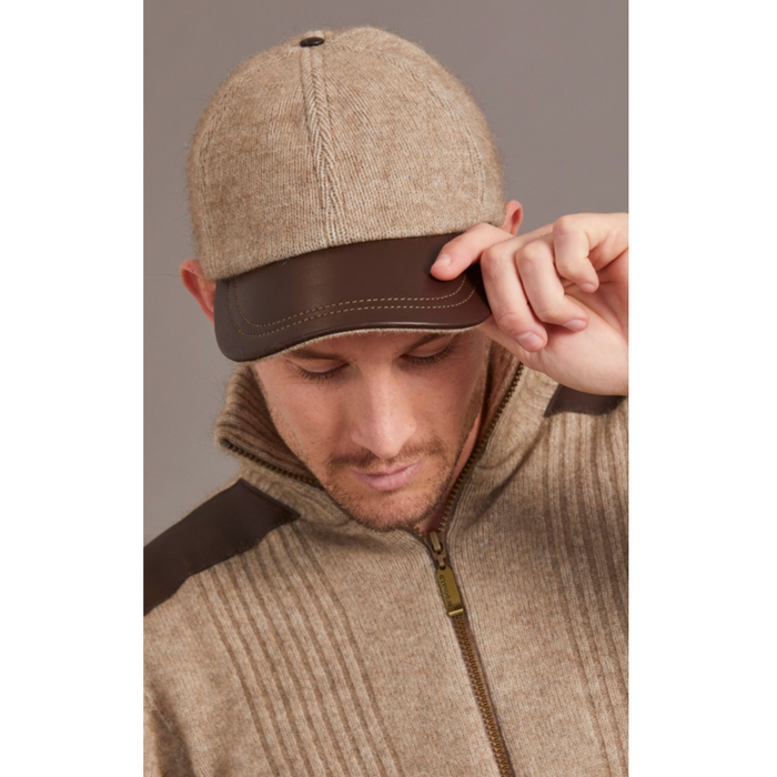 McDonald - Merino & Possum Cap with Leather Peak