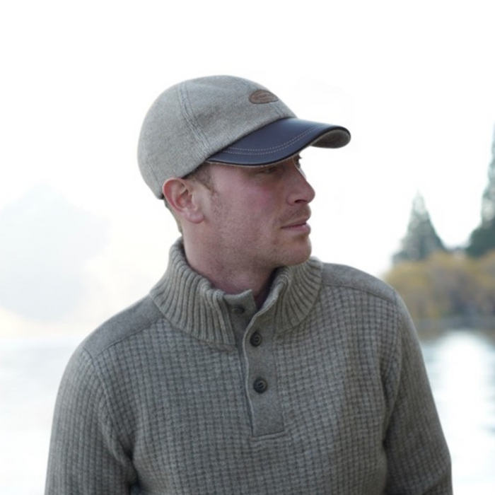 McDonald - Merino & Possum Cap with Leather Peak